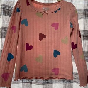 Garanimals Pink Top with Ribbed Multicolor Heart Pattern